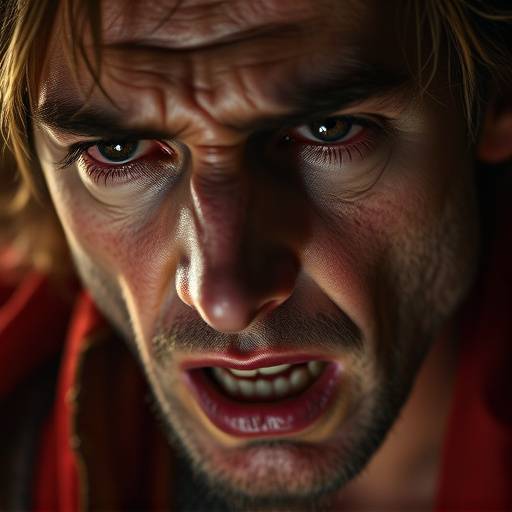 Close-up von einem Schauspieler in 'Faust' mit dramatischem Ausdruck